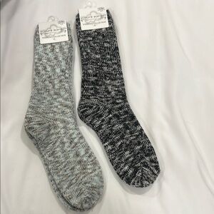 Women’s Marled Crew Socks - Black and Mint